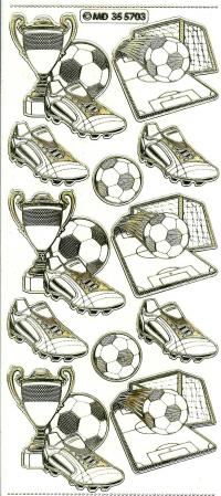 Billede: fodbold, transperant/guld stickers