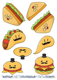Billede: sandwich, tacoskal og burger, barto design