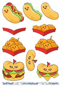 Billede: hot dog, nuggets og bøfsandwich, barto design