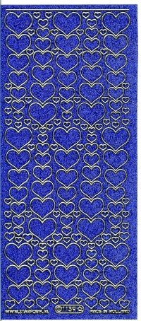 Billede: hjerter blå/guld glimmer stickers