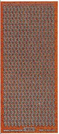 Billede: bladkant orange/sølv glimmer stickers