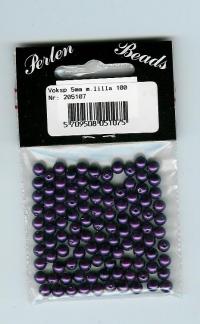 Billede: voksperle 5 mm mørk lilla, ca. 100 stk