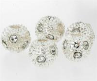 Billede: 2 stk. metalperle 8 mm med rhinsten 