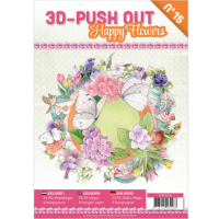 Billede: Bog med 8 ark med 3D udstansninger, 3 stk. pr. ark samt 8 ark matchende designpapir, Happy Flowers
