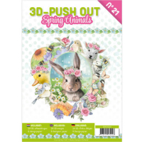 Billede: Bog med 8 ark med 3D udstansninger, 3 stk. pr. ark samt 8 ark matchende designpapir, Spring Animals