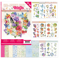 Billede: Bog med 8 ark med 3D udstansninger, 3 stk. pr. ark samt 8 ark matchende designpapir, Butterflies, nr. 34
