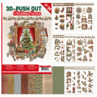 Billede: Bog med 8 ark med 3D udstansninger, 3 stk. pr. ark samt 8 ark matchende designpapir, Christmas Scenes, nr. 36