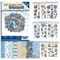 Billede: Bog med 8 ark med 3D udstansninger, 3 stk. pr. ark samt 8 ark matchende designpapir, Underwater world nr. 39