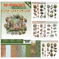 Billede: Bog med 8 ark med 3D udstansninger, 3 stk. pr. ark samt 8 ark matchende designpapir, Wild Animals, nr. 40
