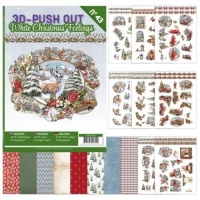 Billede: Bog med 8 ark med 3D udstansninger, 3 stk. pr. ark samt 8 ark matchende designpapir, White Christmas Feelings, nr. 43