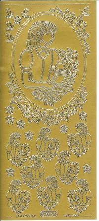 Billede: konfirmand, pige, guld stickers