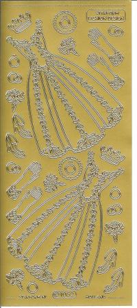 Billede: festkjole, guld stickers