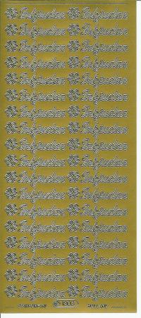 Billede: inbjudan, guld stickers