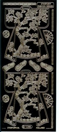 Billede: kinesisk kimono sortguld, stickers