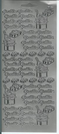 Billede: grattis, sølv stickers