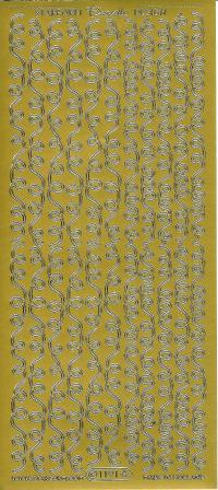 Billede: lange snørkelkanter, guld stickers 1191