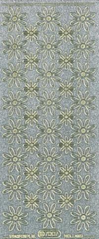 Billede: blomster sølv/guld glimmer  stickers