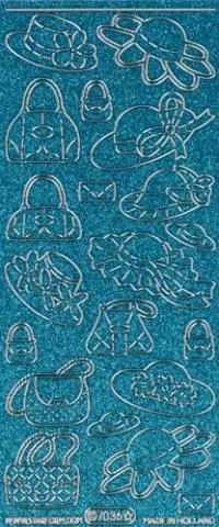 Billede: damehatte turkis/sølv glimmer stickers