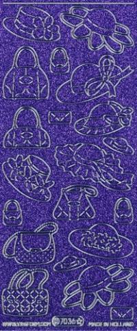 Billede: damehatte lilla/sølv glimmer stickers