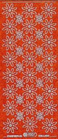 Billede: blomster orange/sølv glimmer stickers