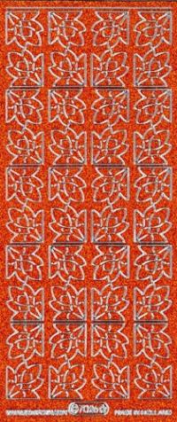 Billede: hjørne orange/sølv glimmer stickers