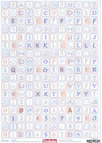 Billede: alfabet og tal lyseblå, scrapbooking