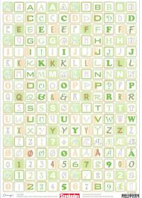 Billede: alfabet og tal grøn, scrapbooking