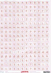 Billede: alfabet og tal rød/brun, scrapbooking