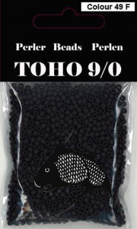 Billede: Broderiperle 49F mat sort, ca. 40g, Toho perle