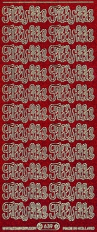 Billede: tillykke rød/guld glimmer stickers