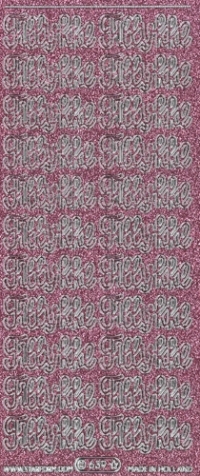 Billede: tillykke pink/sølv glimmer stickers