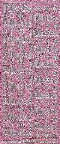 Billede: tillykke pink/sølv glimmer stickers