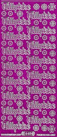 Billede: tillykke violet/sølv glimmer stickers