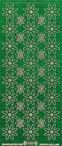 Billede: blomster grøn/guld glimmer stickers