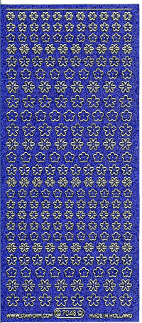 Billede: små blomster blå/guld glimmer stickers