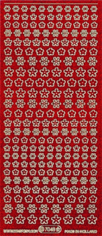Billede: små blomster rød/guld glimmer stickers