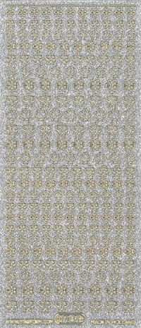 Billede: små blomster sølv/guld glimmer stickers