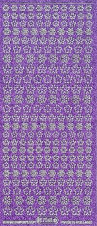 Billede: små blomster lilla/sølv glimmer stickers