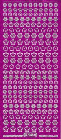 Billede: små blomster violet/sølv glimmer stickers
