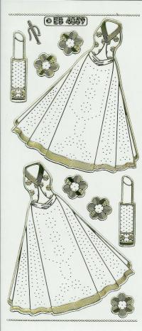 Billede: damefestkjole guld, systickers, tilbud førpris kr. 7,- nupris