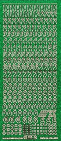 Billede: tal grøn/guld glimmer stickers