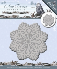 Billede: skæreskabelon snekrystal med baggrund, AMY DESIGN DIE ADD10081, frame: Ø 7,2 cm, ice crystal: Ø 6,7 cm, førpris kr. 50,- nupris