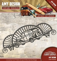 Billede: skæreskabelon løs kant med ældre bil, AMY DESIGN DIE ADD10095 (HOBBYJOURNAL DIE), 12,3 x 4,2 cm., førpris kr. 45,- nupris