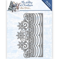 Billede: skæreskabelon løs iskrystalkant og en lille kant med huller der kun skærer fra i den ene side, AMY DESIGN DIE ADD10111, 13.3 x 8.0cm, førpris kr. 76,- nupris
