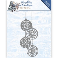 Billede: skæreskabelon julekugler i ophæng, AMY DESIGN DIE ADD10113, 4.9 x 12.2cm, førpris kr. 58,- nupris