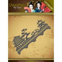 Billede: skæreskabelon orientalsk have med huse, AMY DESIGN DIE ADD10144, 12,5x5,2cm