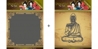 Billede: skære/prægeskabelon baggrundsdie og orientalsk figur, AMY DESIGN DIE ADD10146 + ADD10141, 13x13cm & 6,1x8,4cm, førpris kr. 78,- nupris
