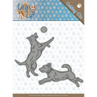 Billede: skære/prægeskabelon 2 hunde leger med bold, AMY DESIGN DIE ADD10190, 12,2x8cm 