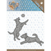 Billede: skære/prægeskabelon 2 hunde leger med bold, AMY DESIGN DIE ADD10190, 12,2x8cm