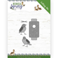Billede: skære/prægeskabelon 2 fugle og en redekasse, AMY DESIGN DIE ADD10202, 9,2x8,5cm